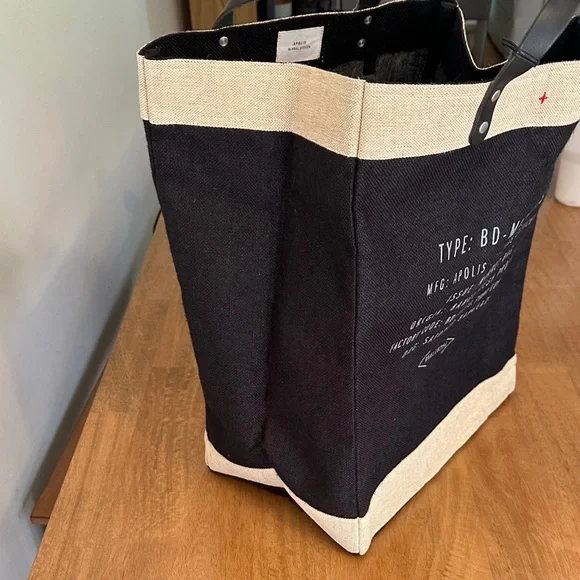 NWT Apolis + Little Bipsy Black Canvas Market Bag - Picture 4 of 11